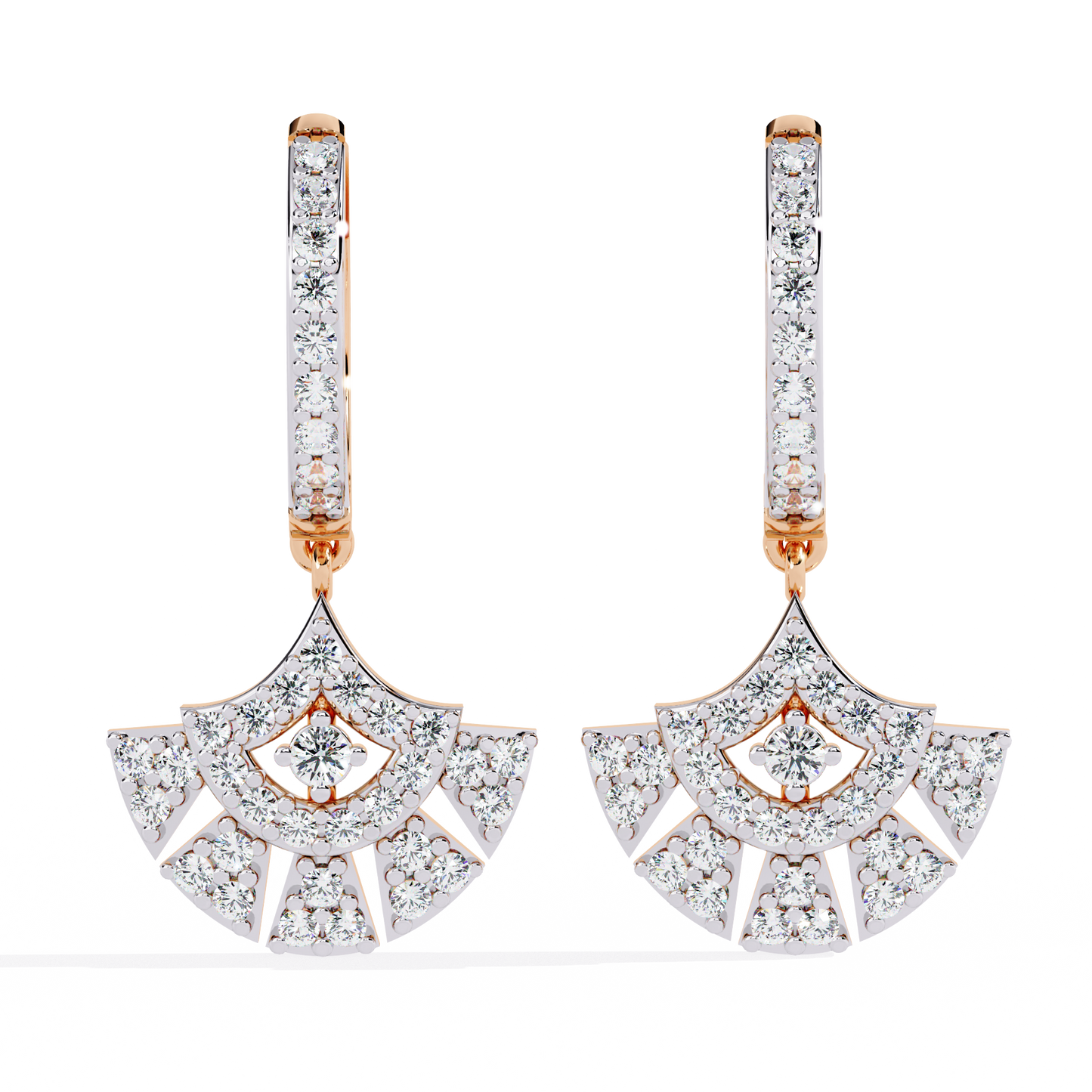 Diamond Fan Dangler Earrings