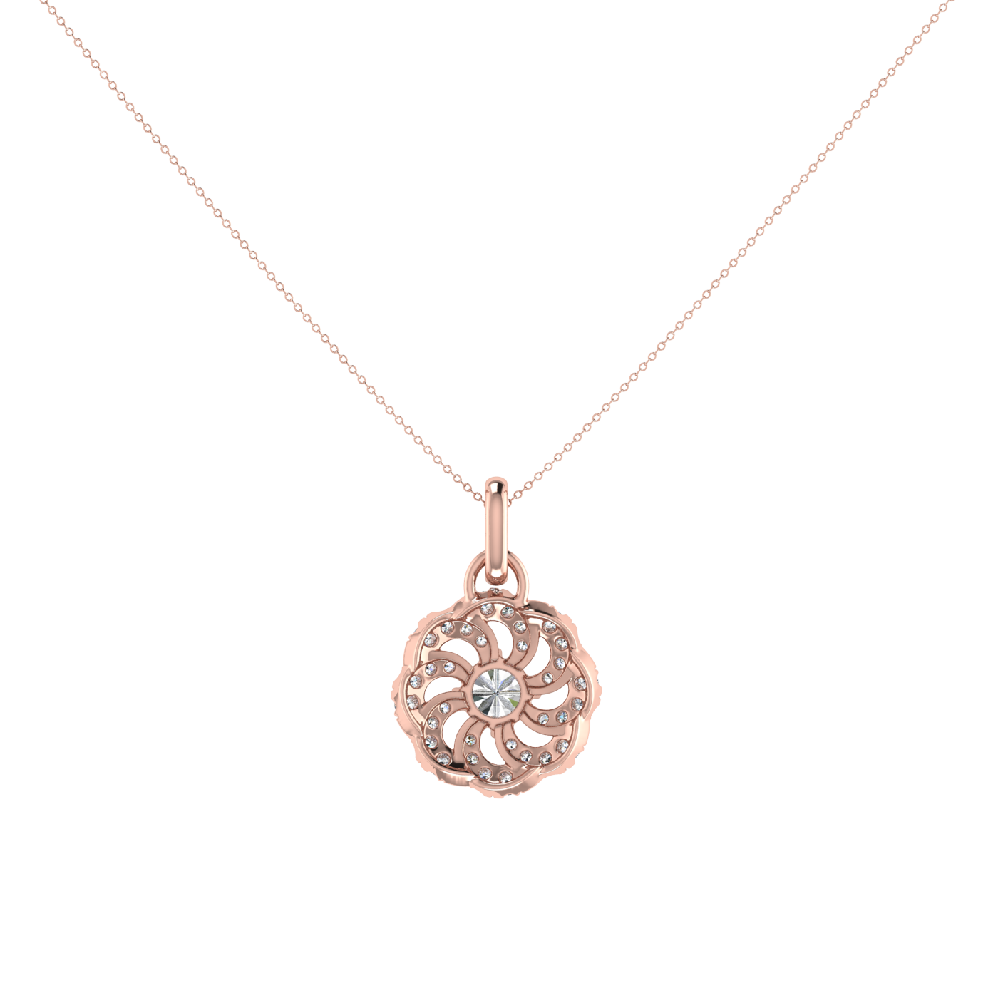 Round Floral Diamond Pendant