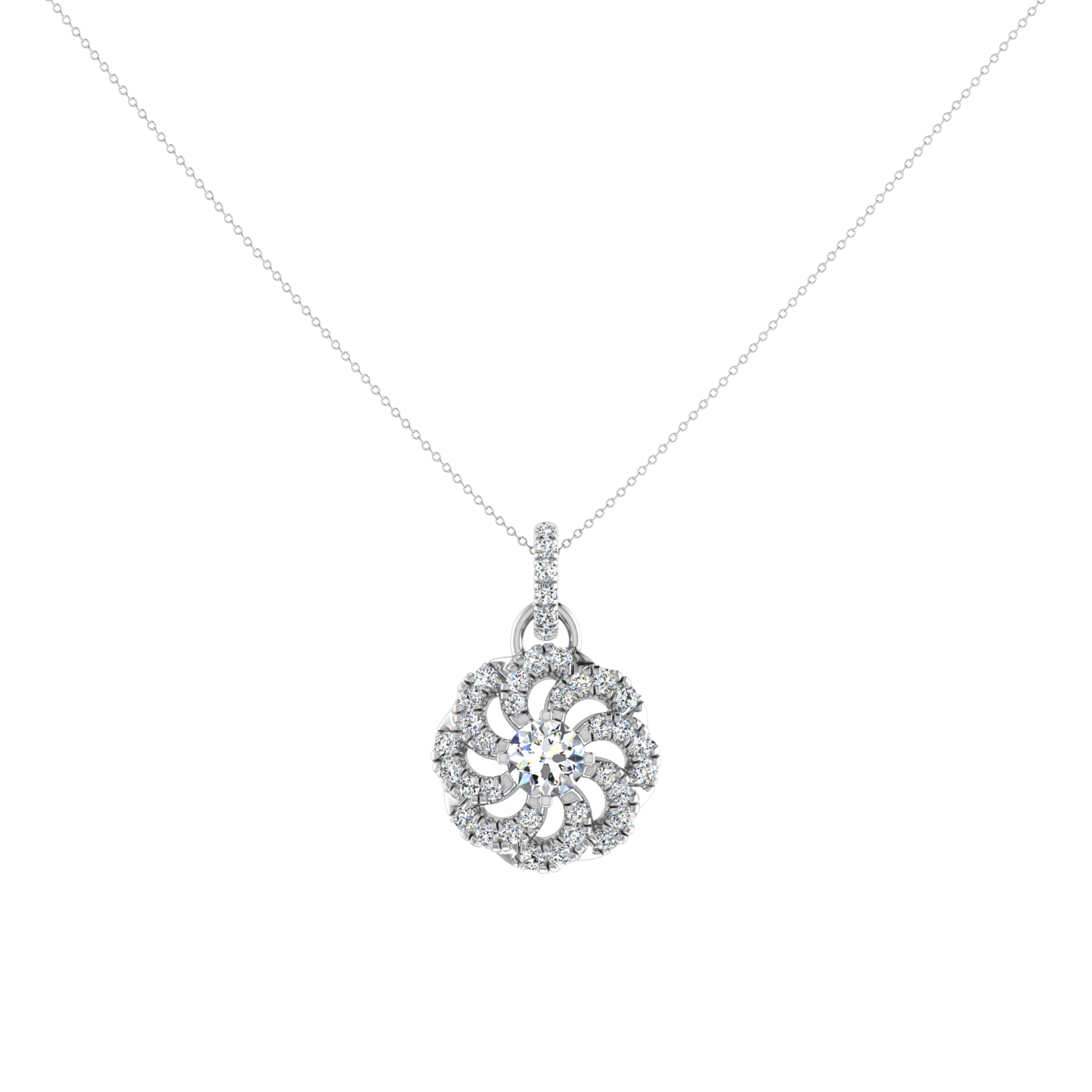 Round Floral Diamond Pendant