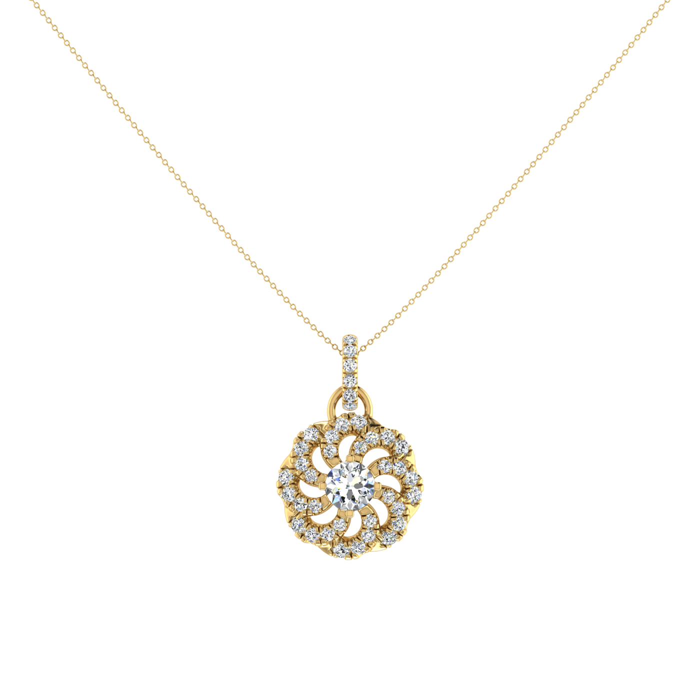 Round Floral Diamond Pendant