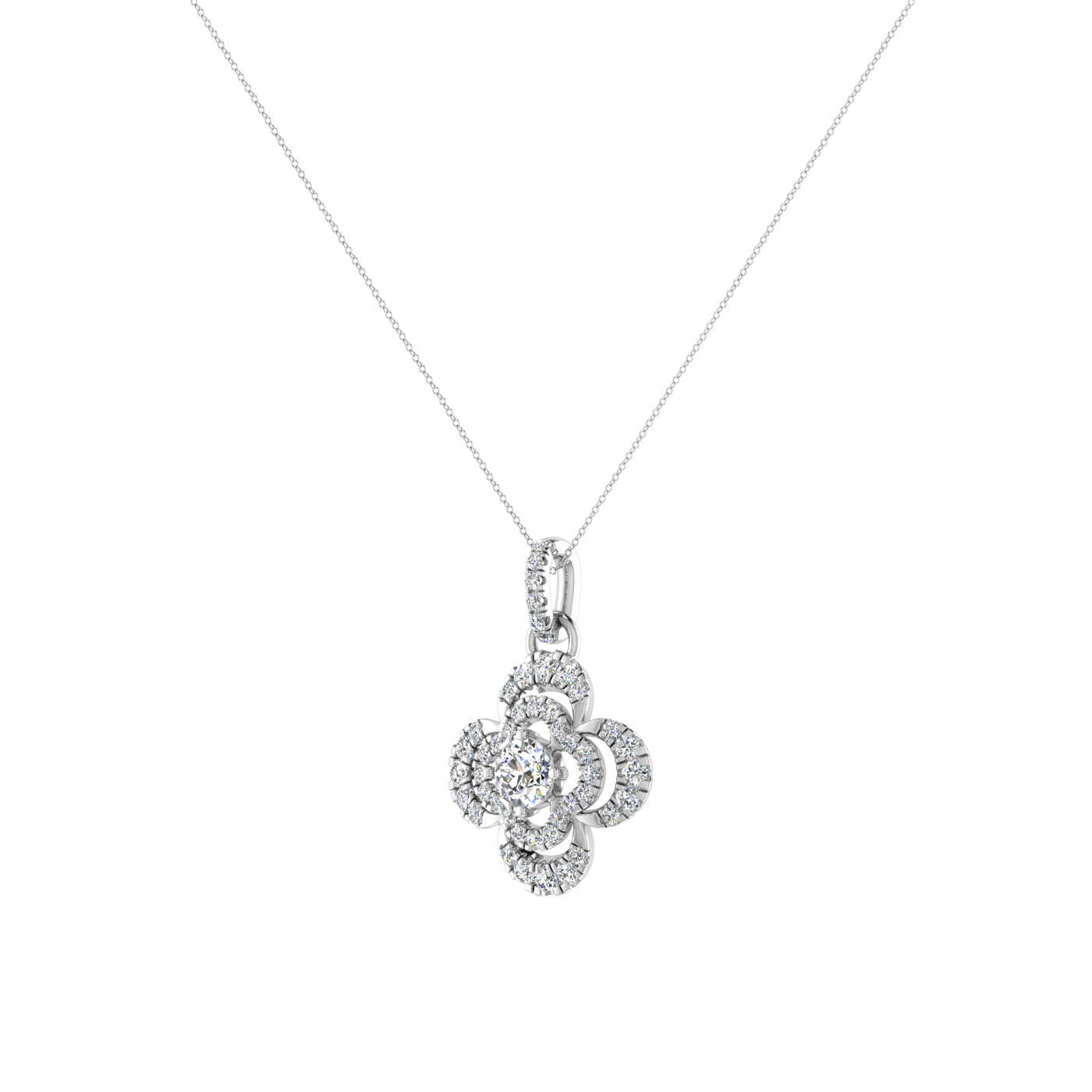 Lilly Petals Round Diamond Pendant Set