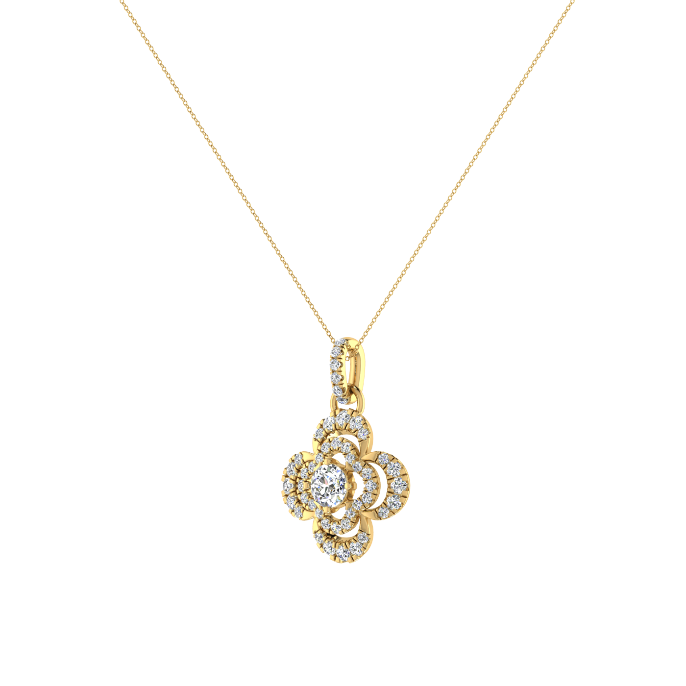 Lilly Petals Round Diamond Pendant Set