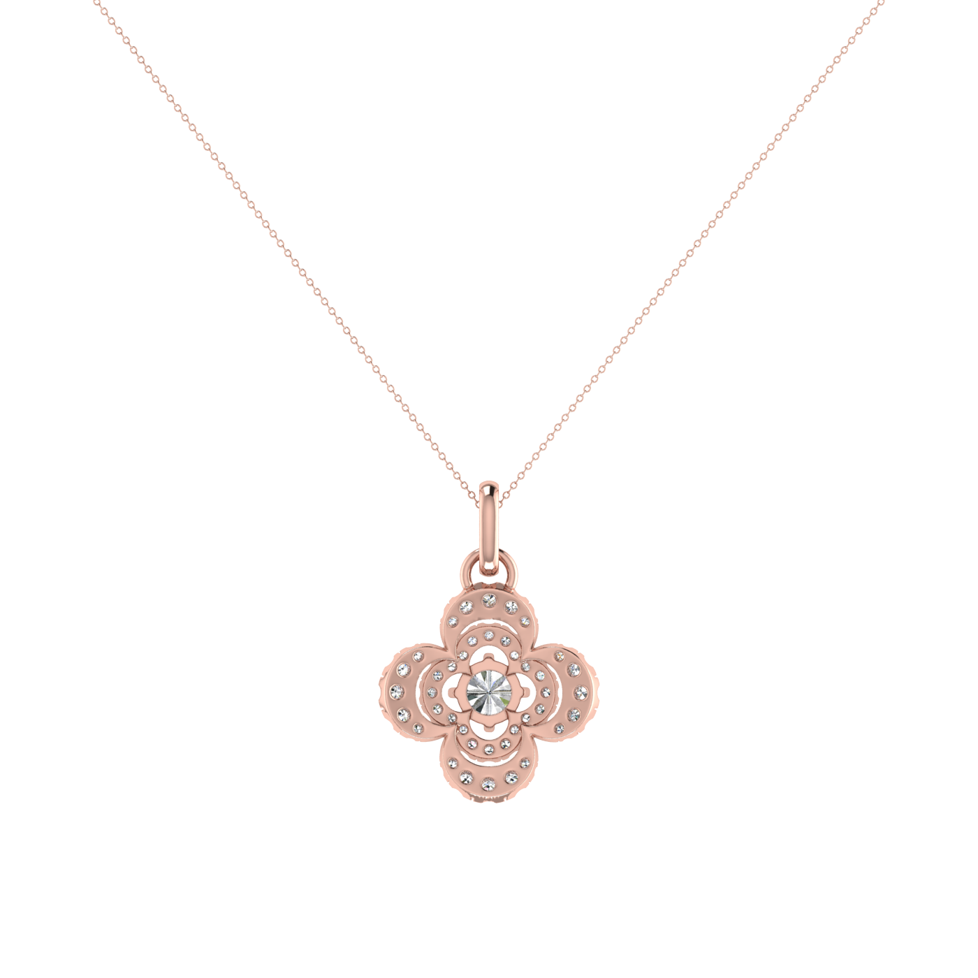 Lilly Petals Round Diamond Pendant Set