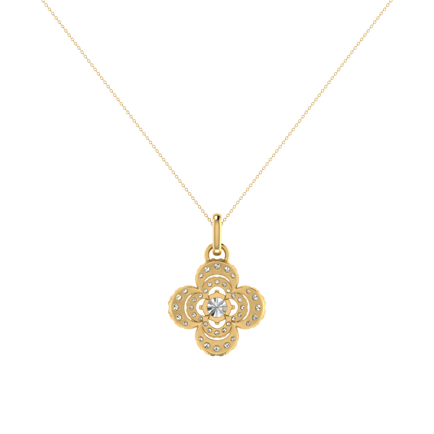 Lilly Petals Round Diamond Pendant Set