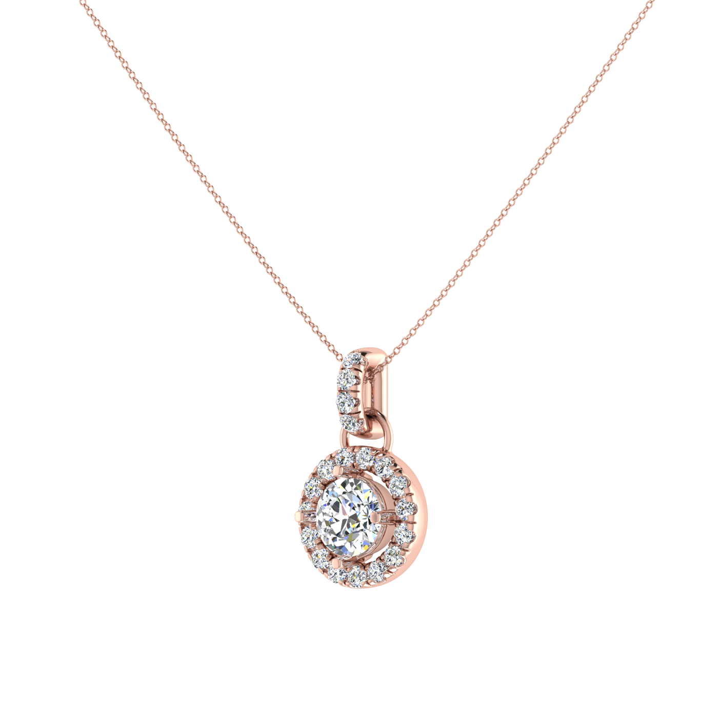 Light Weight Daily Wear Diamond Halo Pendant
