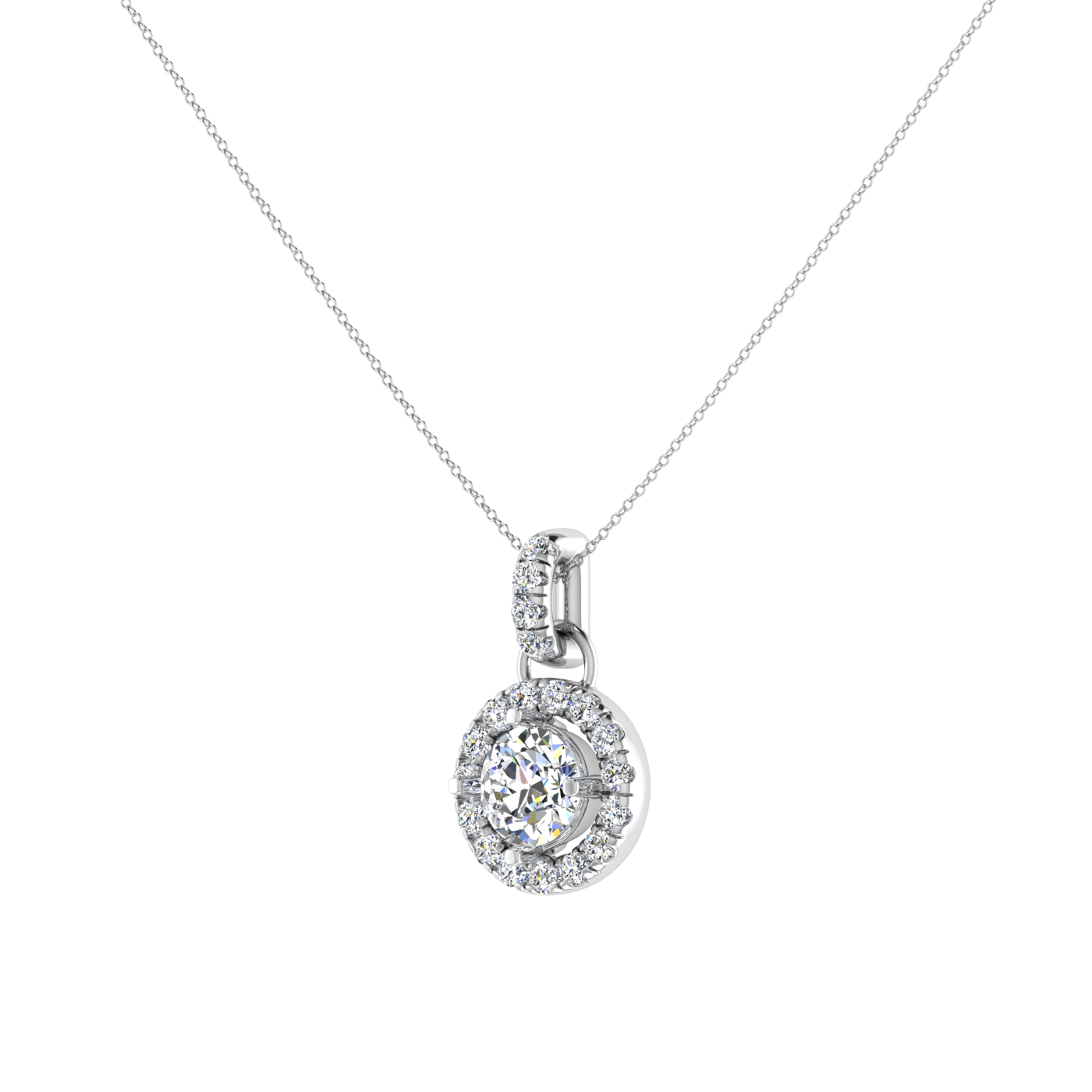 Light Weight Daily Wear Diamond Halo Pendant