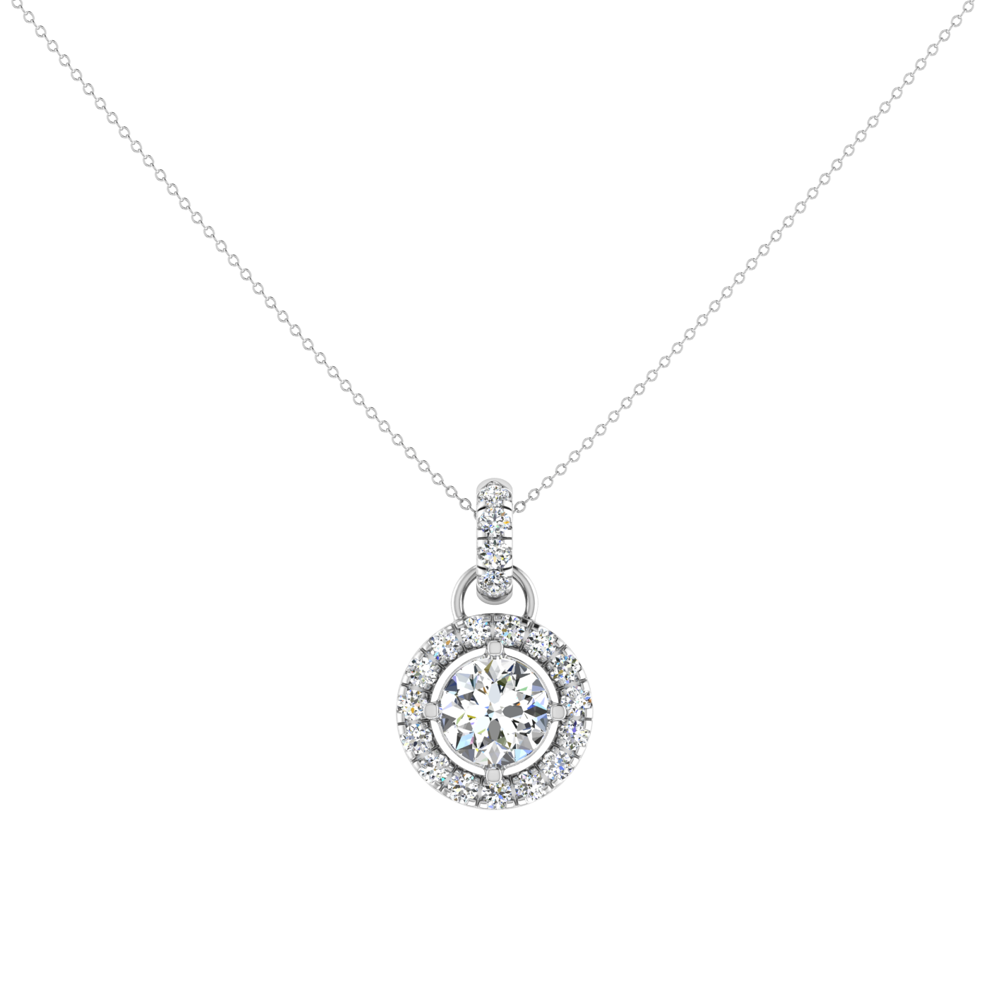 Light Weight Daily Wear Diamond Halo Pendant