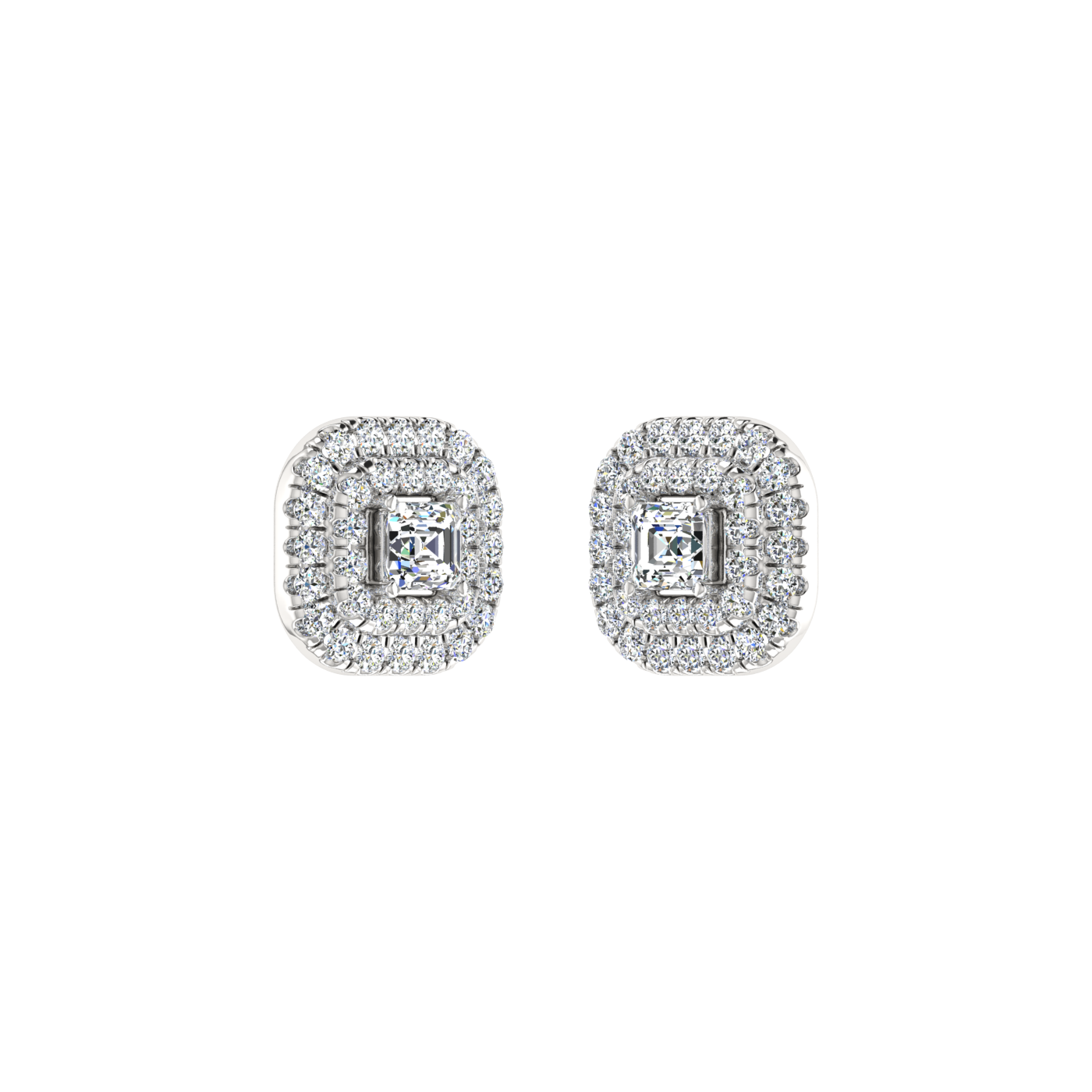 Beautiful Double Halo Centre Emerald Diamond Pendant Set