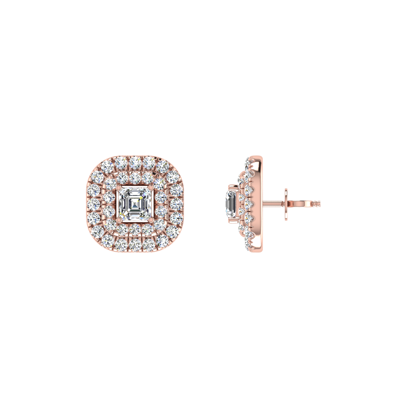 Beautiful Double Halo Centre Emerald Diamond Pendant Set