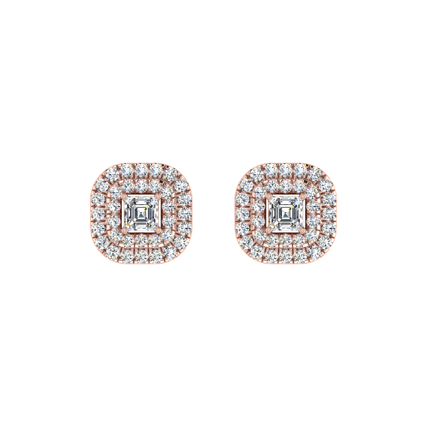 Beautiful Double Halo Centre Emerald Diamond Pendant Set