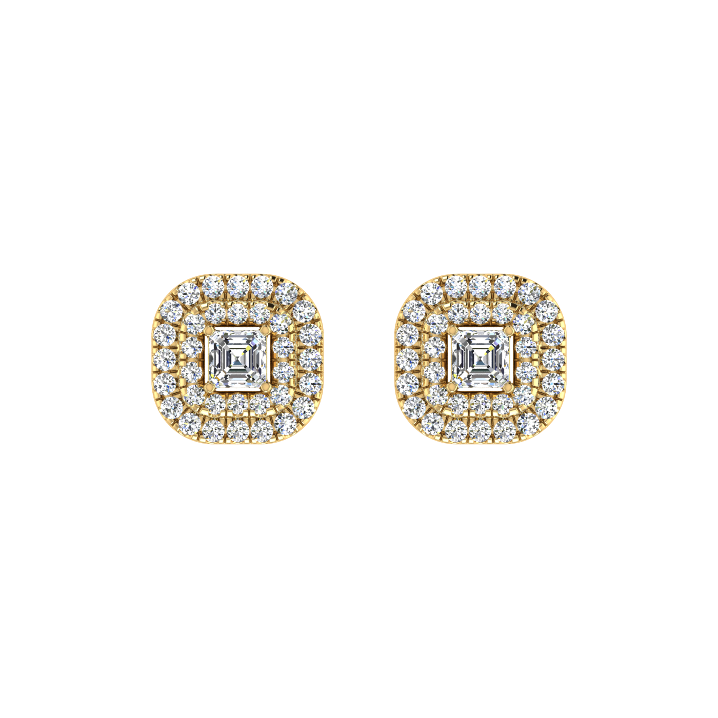 Beautiful Double Halo Centre Emerald Diamond Pendant Set