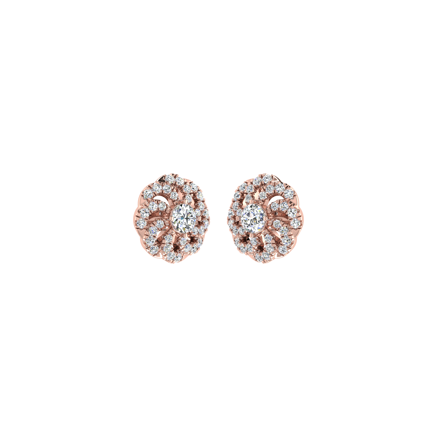 Round Floral Diamond Earrings