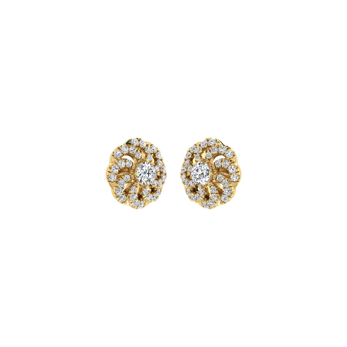Round Floral Diamond Earrings
