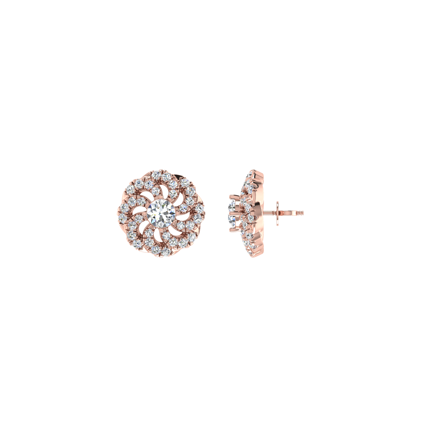 Round Floral Diamond Earrings
