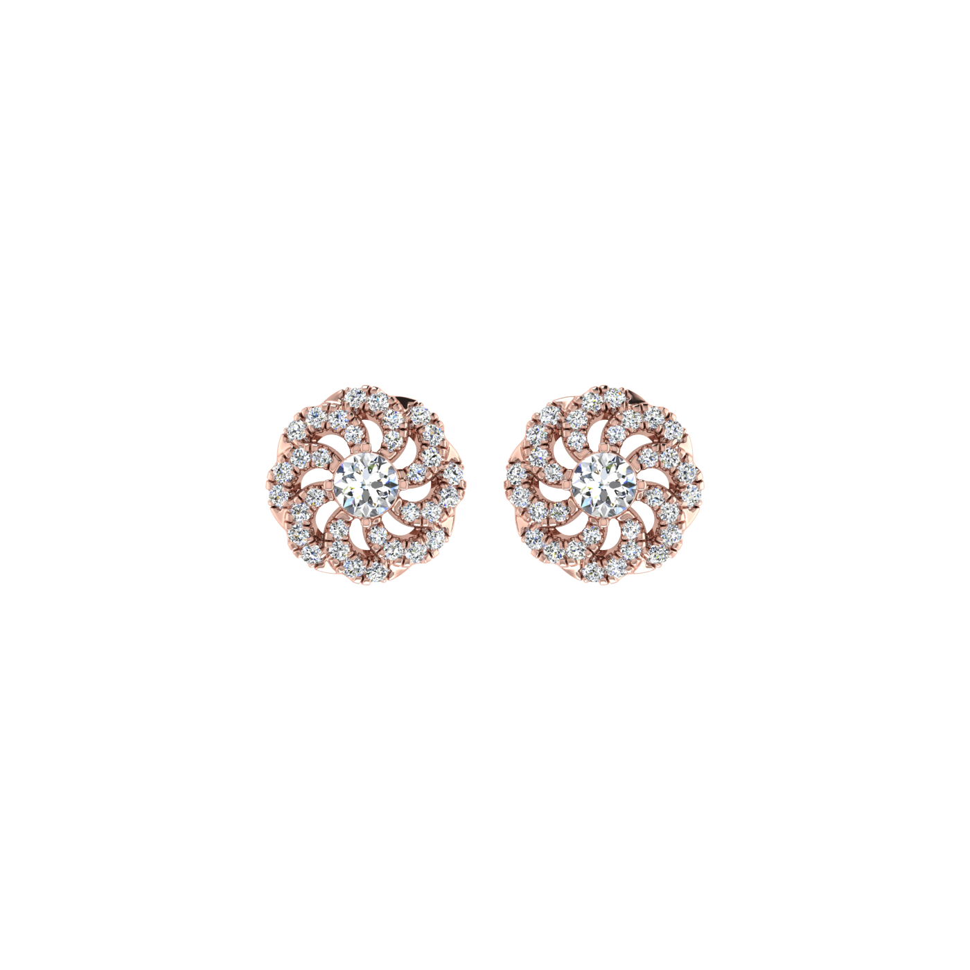 Round Floral Diamond Earrings