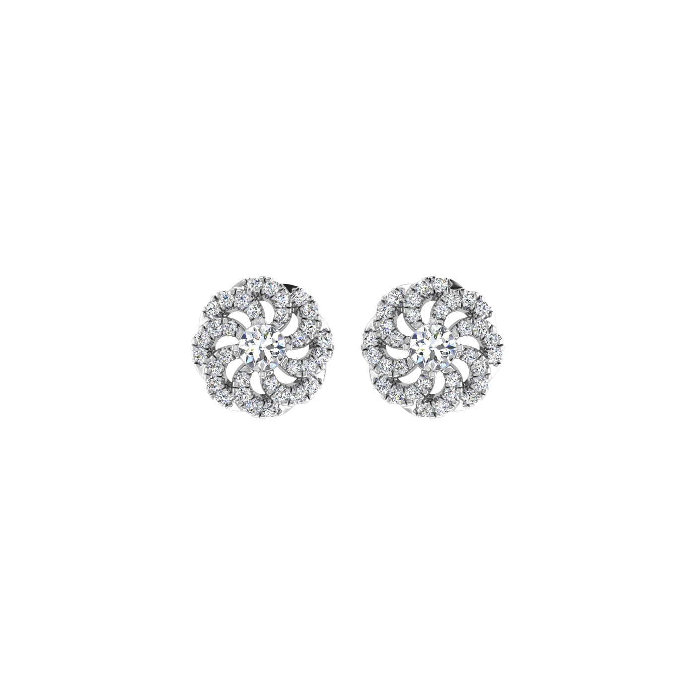 Round Floral Diamond Earrings