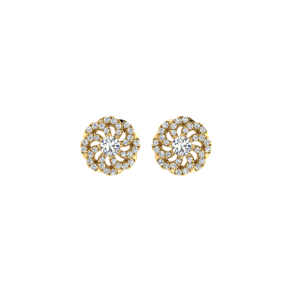 Round Floral Diamond Earrings