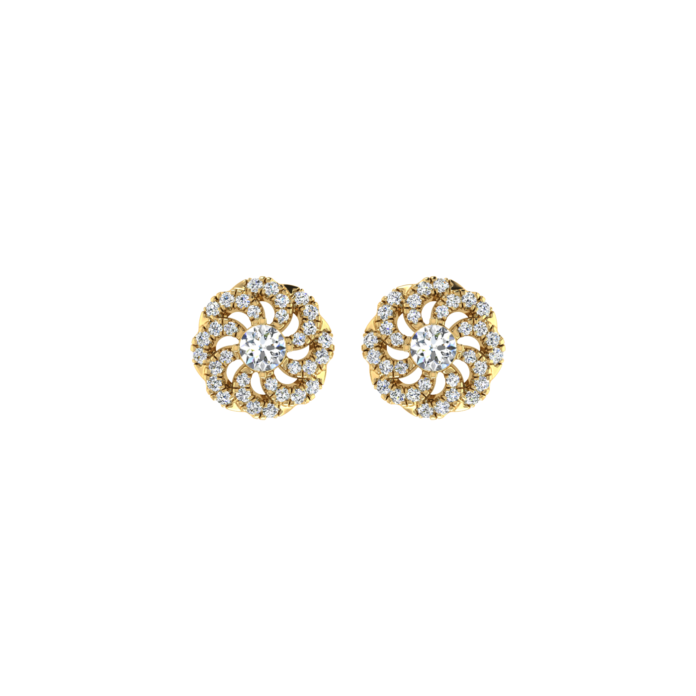 Round Floral Diamond Earrings