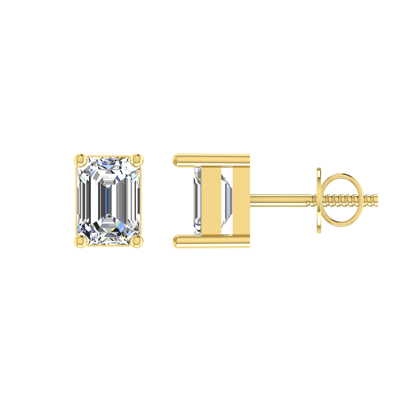 Plush Beauty 1 Carat Each Emerald Cut Solitaire Earring