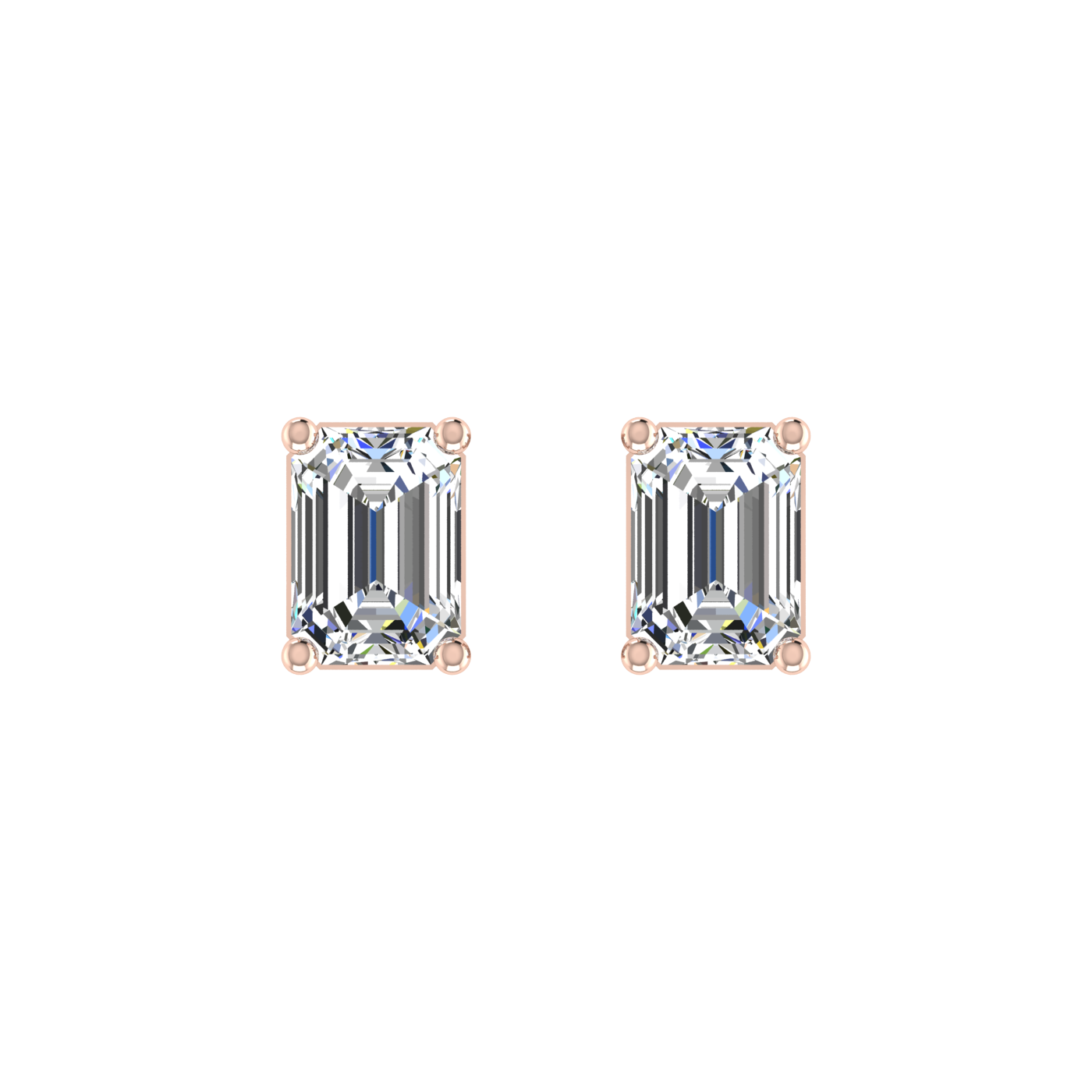 Plush Beauty 1 Carat Each Emerald Cut Solitaire Earring