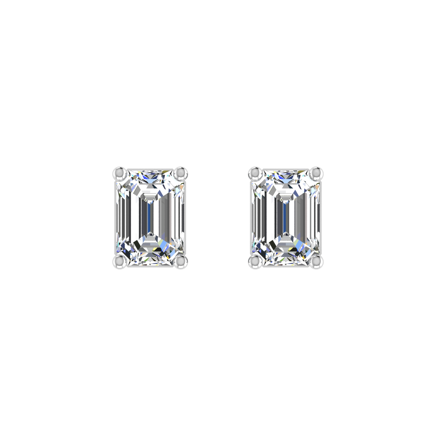 Plush Beauty 1 Carat Each Emerald Cut Solitaire Earring