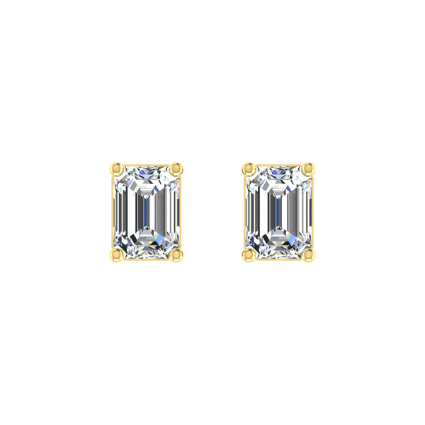 Plush Beauty 1 Carat Each Emerald Cut Solitaire Earring