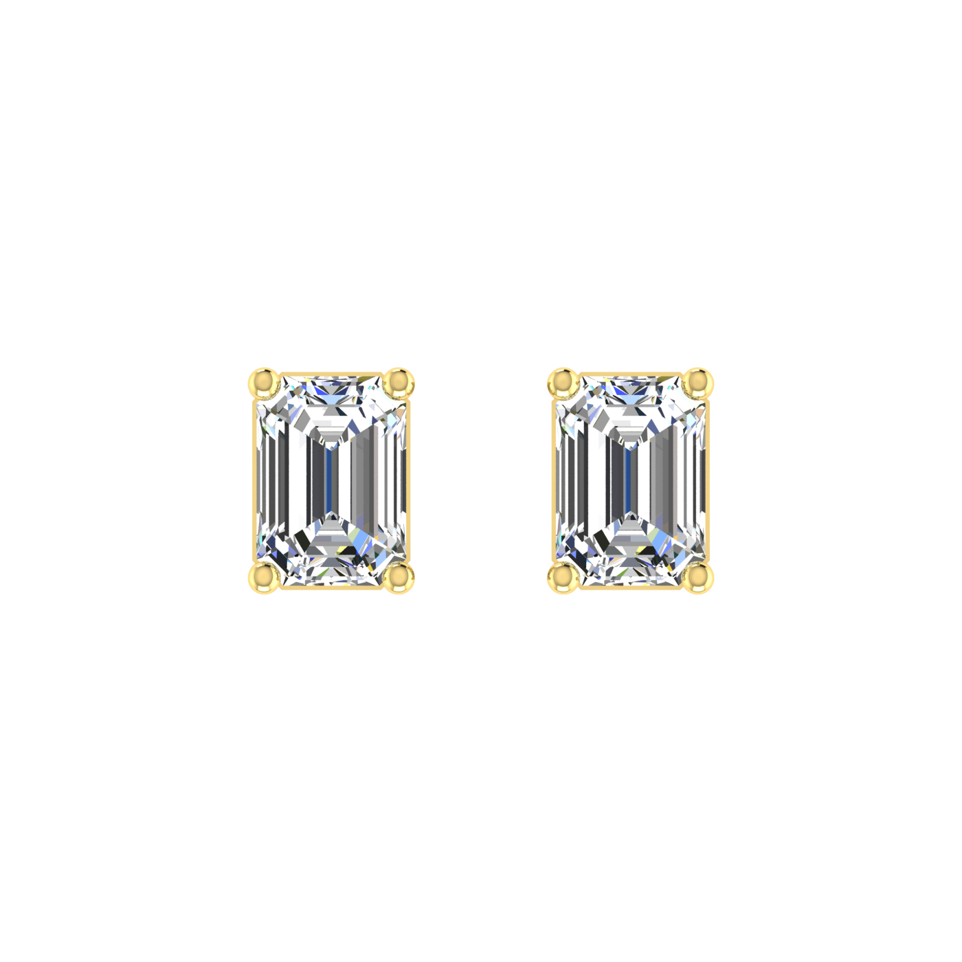 Plush Beauty 1 Carat Each Emerald Cut Solitaire Earring
