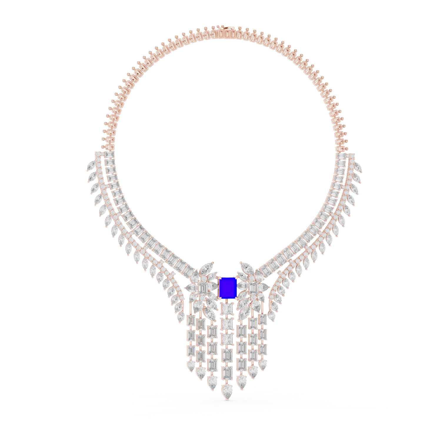 Majestic Royal Sapphire & Diamond Bridal Necklace - Price On Request