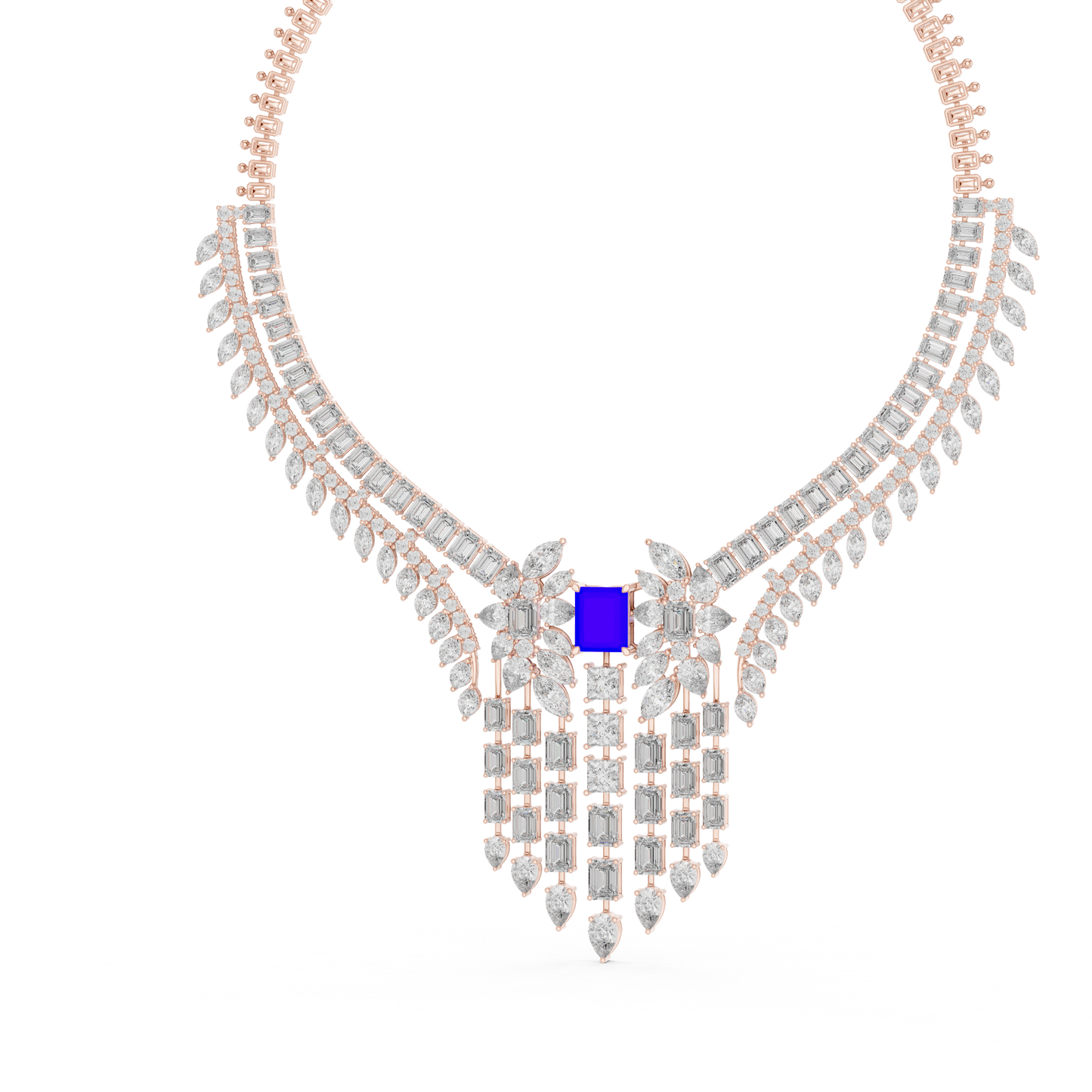 Majestic Royal Sapphire & Diamond Bridal Necklace - Price On Request
