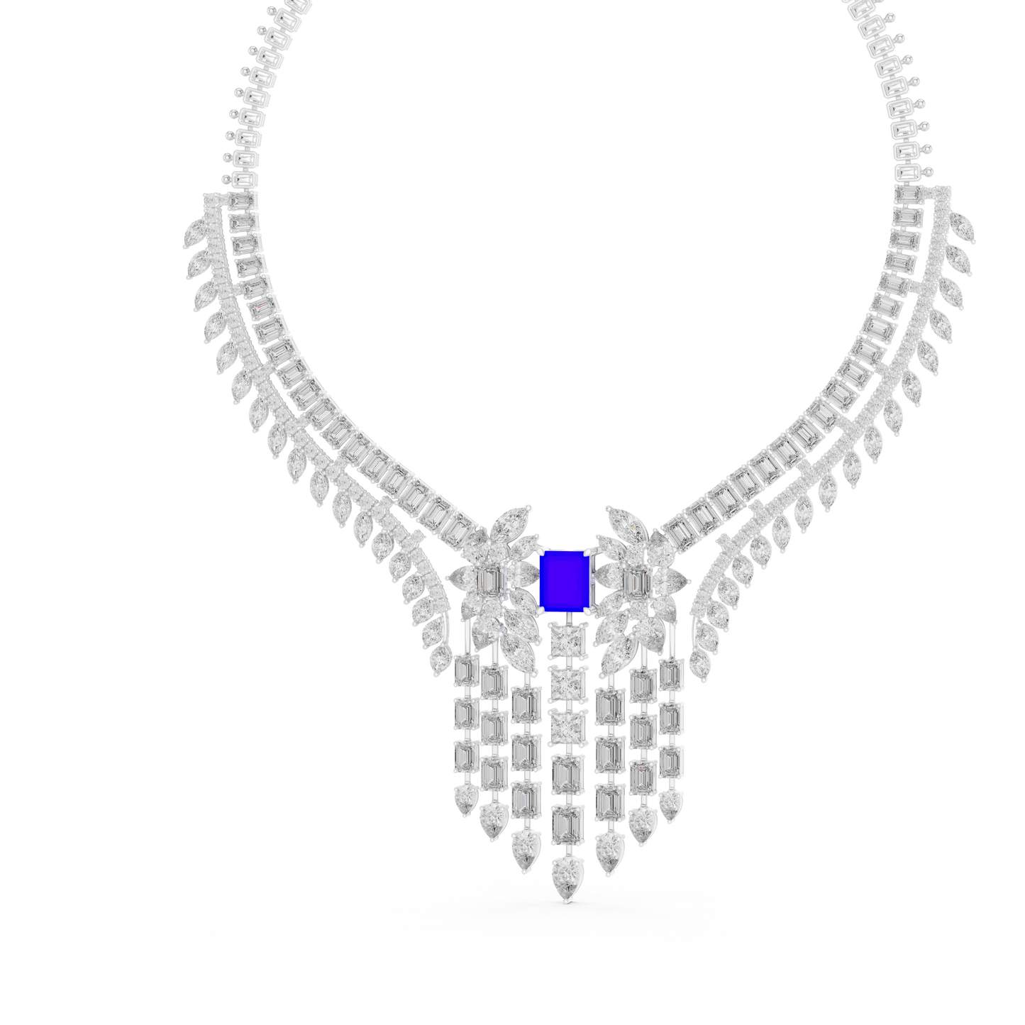Majestic Royal Sapphire & Diamond Bridal Necklace - Price On Request