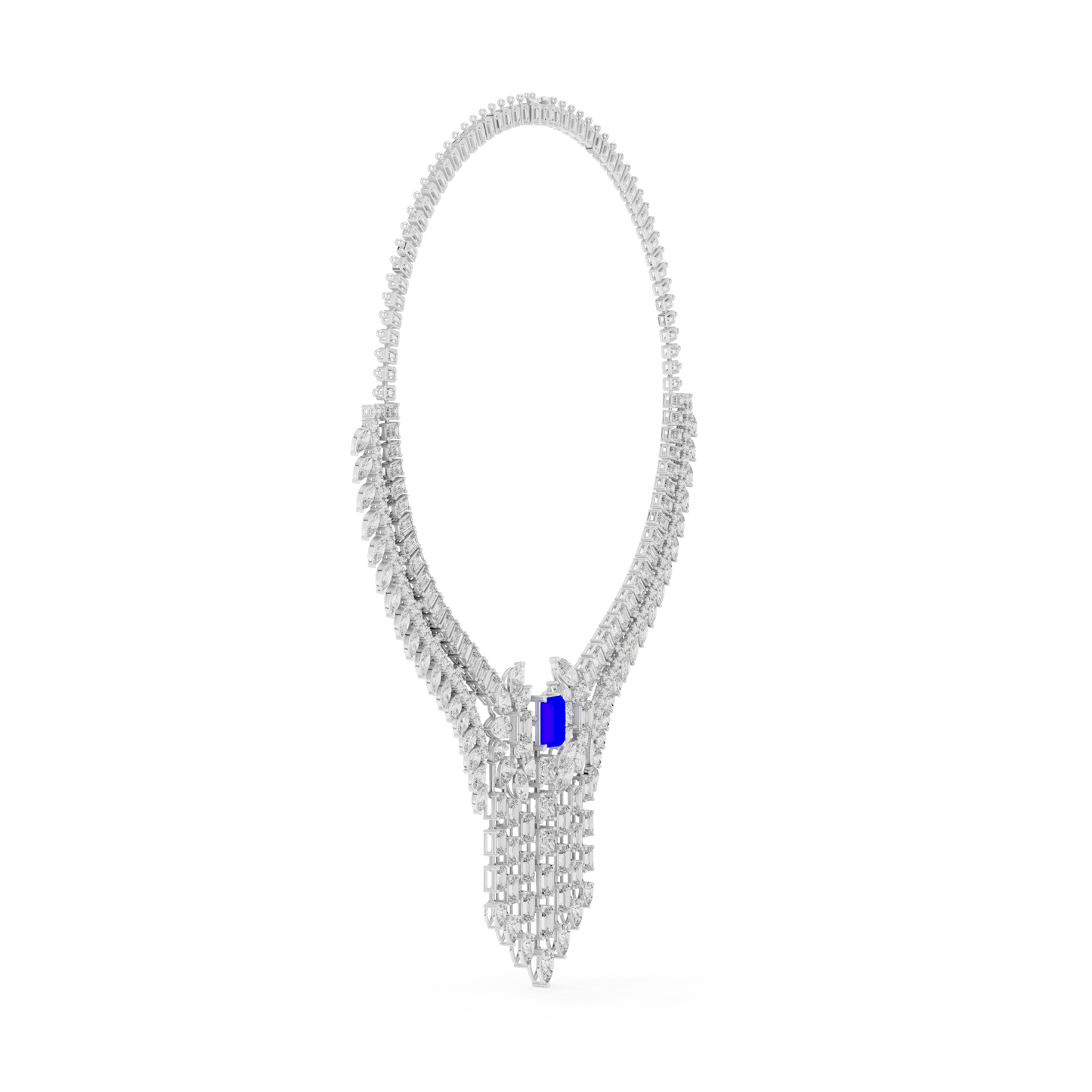 Majestic Royal Sapphire & Diamond Bridal Necklace - Price On Request