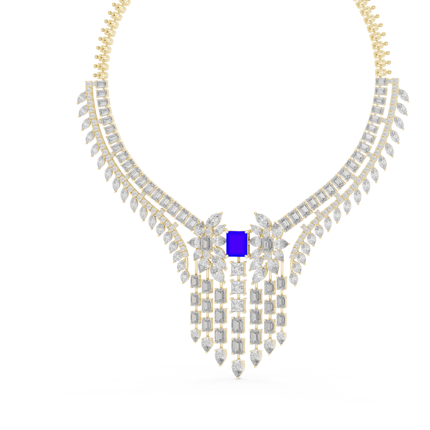 Majestic Royal Sapphire & Diamond Bridal Necklace - Price On Request