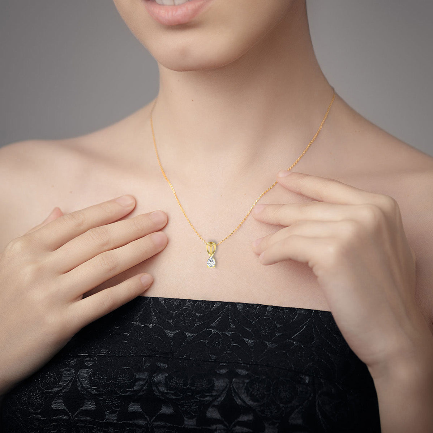 0.5 Carat Pear Shaped Everyday Solitaire Pendant Set