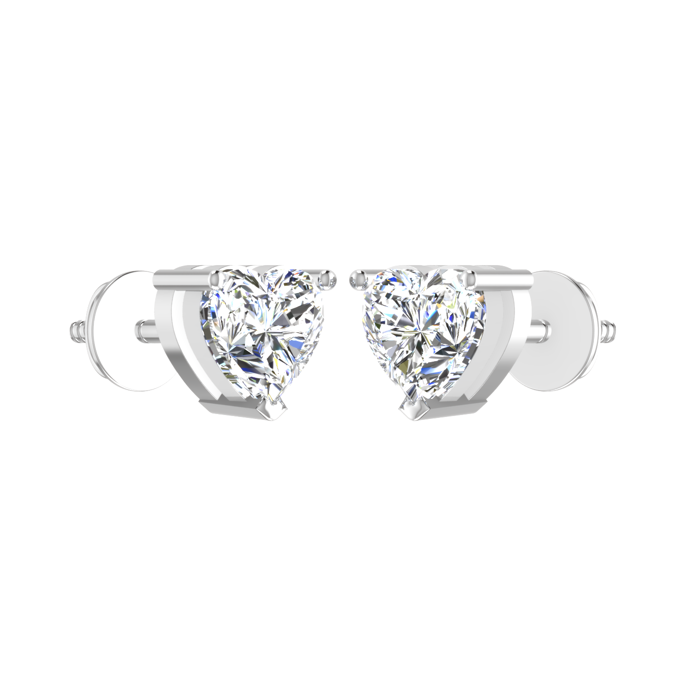 Twinning Hearts 0.5 Carat Each Solitaire Stud Earrings