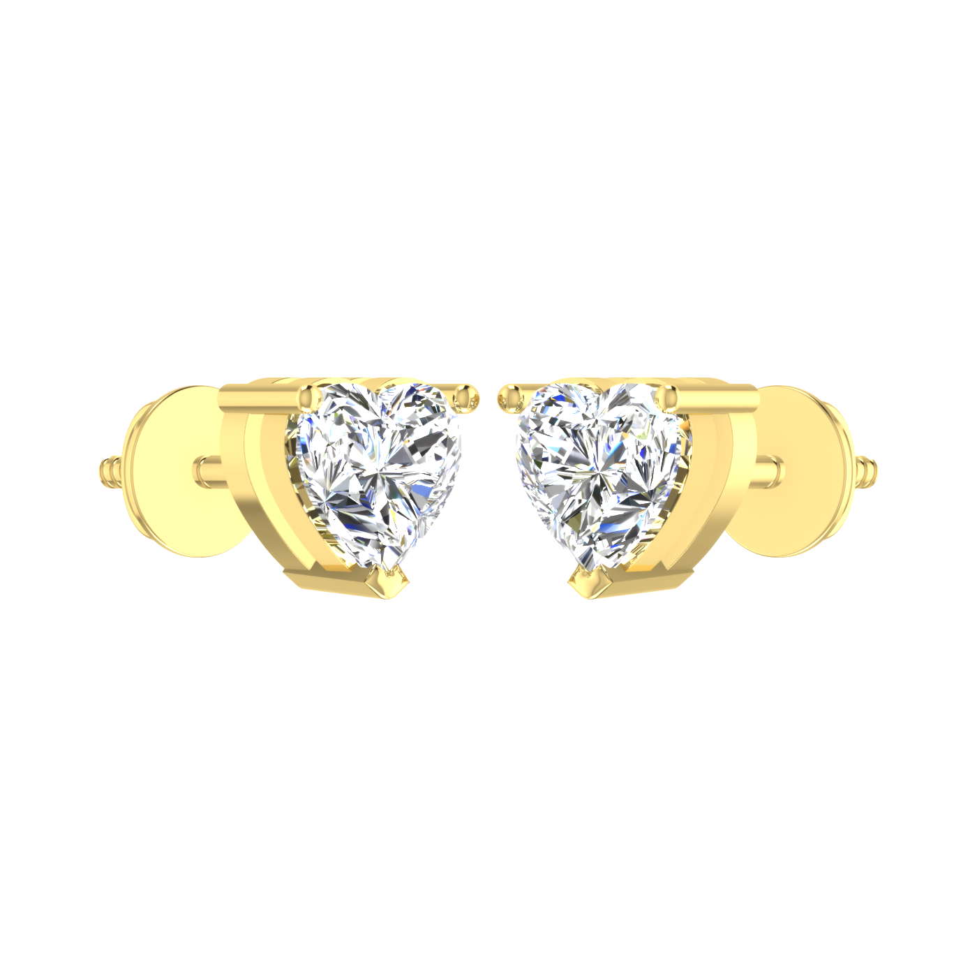 Twinning Hearts 0.5 Carat Each Solitaire Stud Earrings