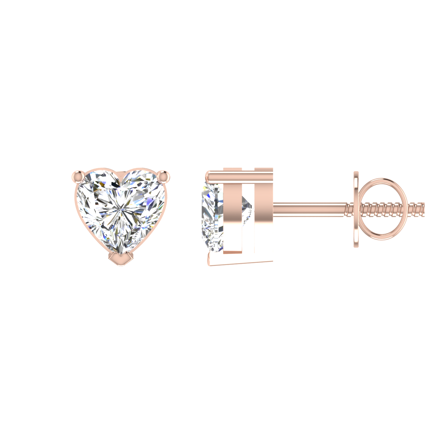 Twinning Hearts 0.5 Carat Each Solitaire Stud Earrings