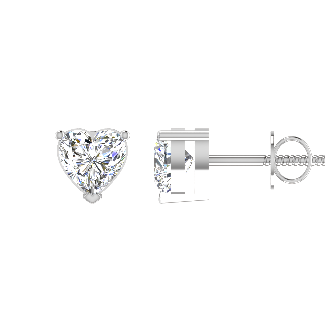Twinning Hearts 0.5 Carat Each Solitaire Stud Earrings