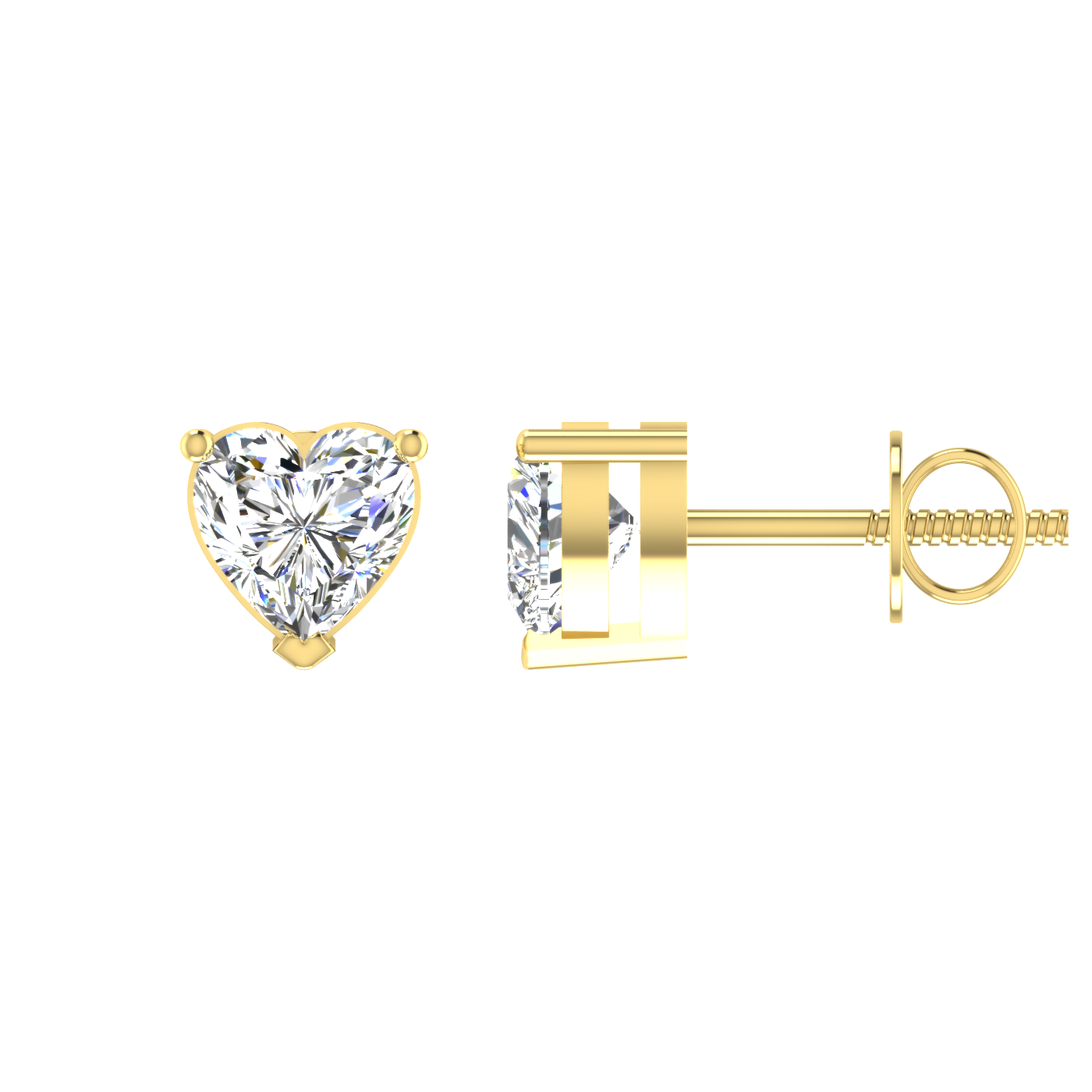 Twinning Hearts 0.5 Carat Each Solitaire Stud Earrings
