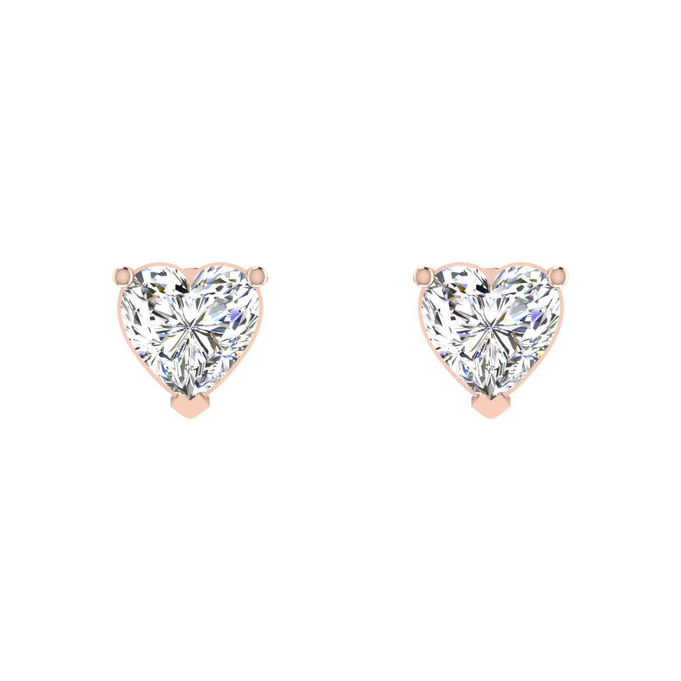 Twinning Hearts 0.5 Carat Each Solitaire Stud Earrings