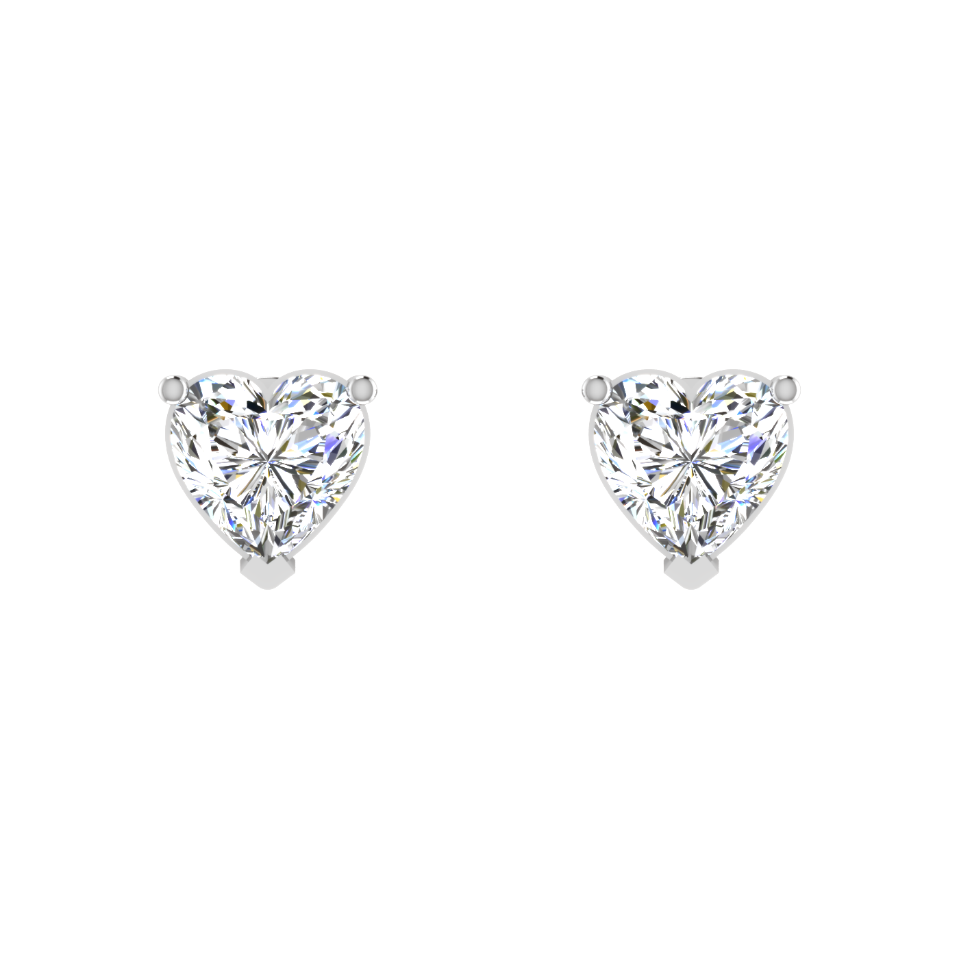 Twinning Hearts 0.5 Carat Each Solitaire Stud Earrings