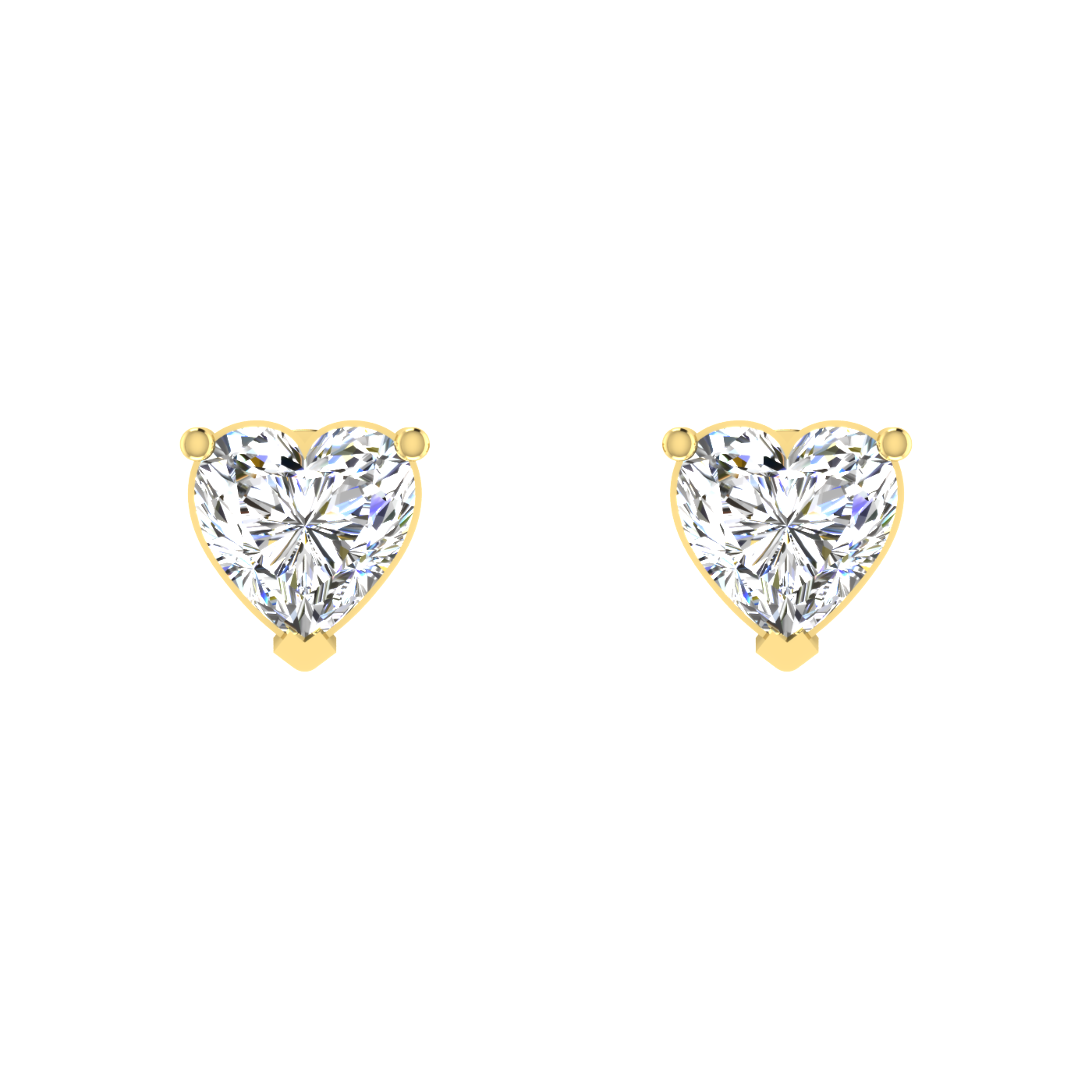 Twinning Hearts 0.5 Carat Each Solitaire Stud Earrings