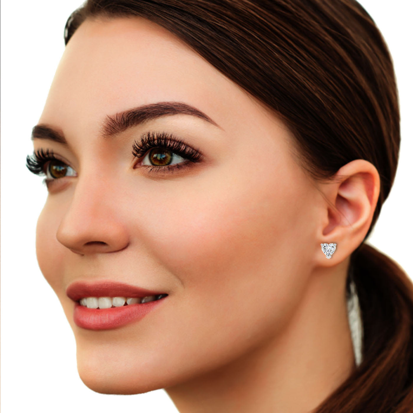Twinning Hearts 0.5 Carat Each Solitaire Stud Earrings