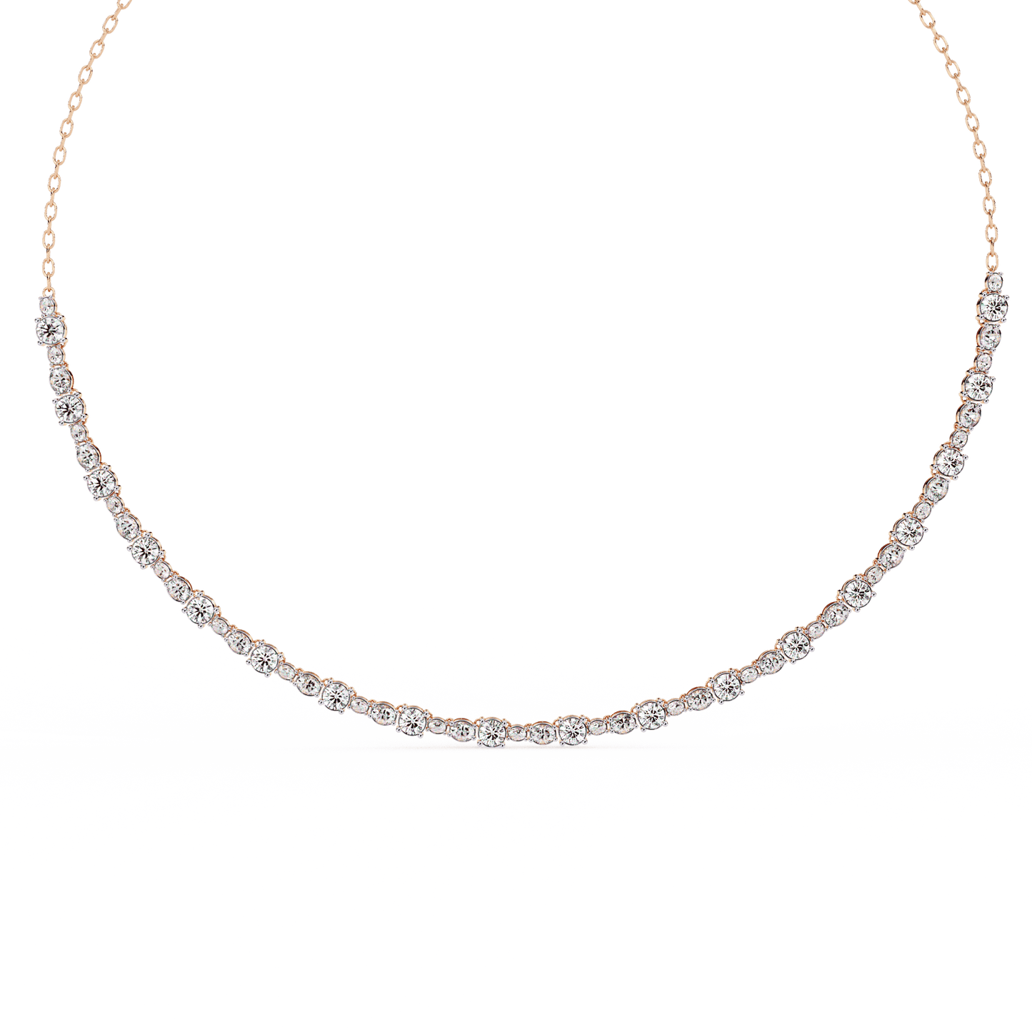 Elegant Oval & Round Tennis Necklace