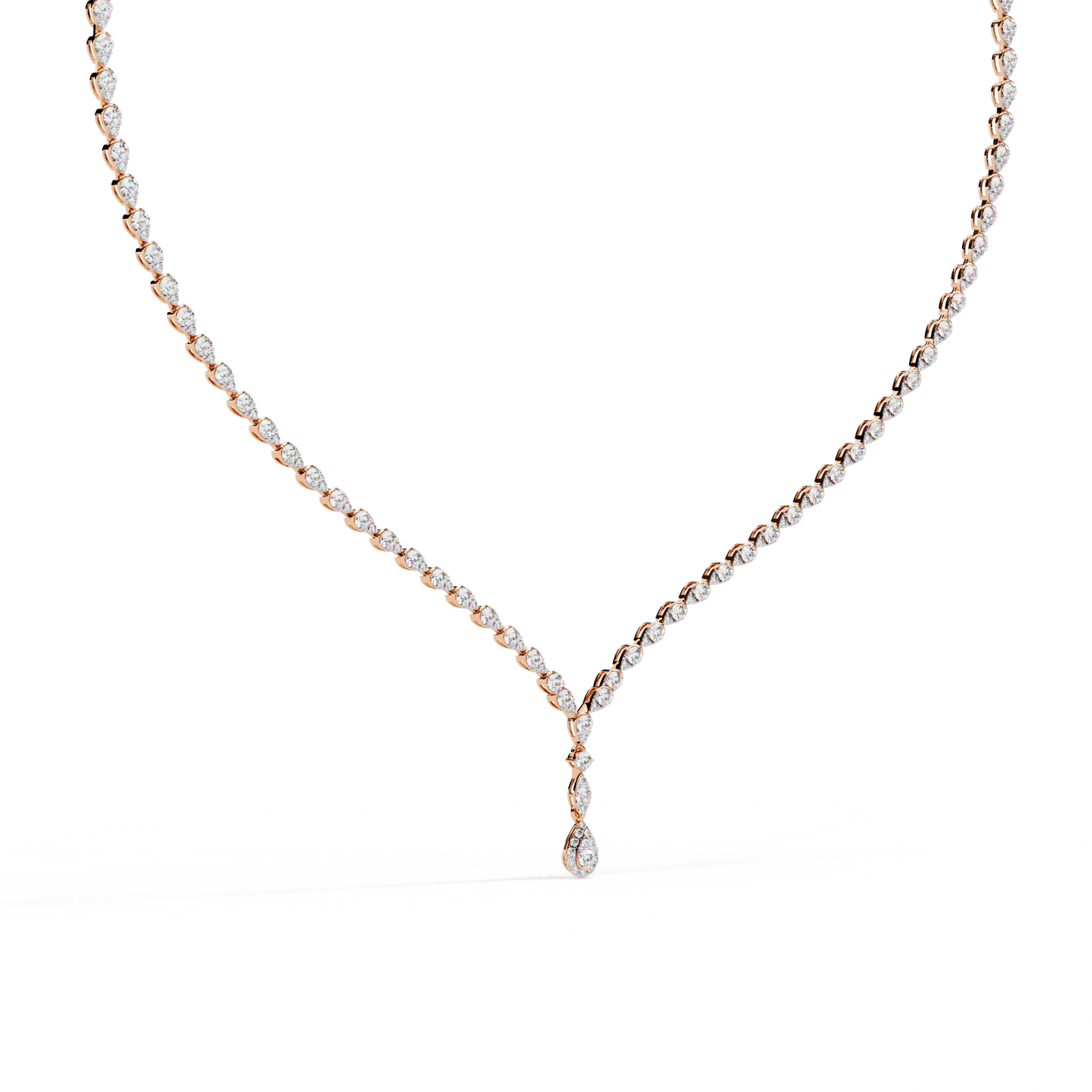 Classy Round Cut Diamond Tennis Necklace