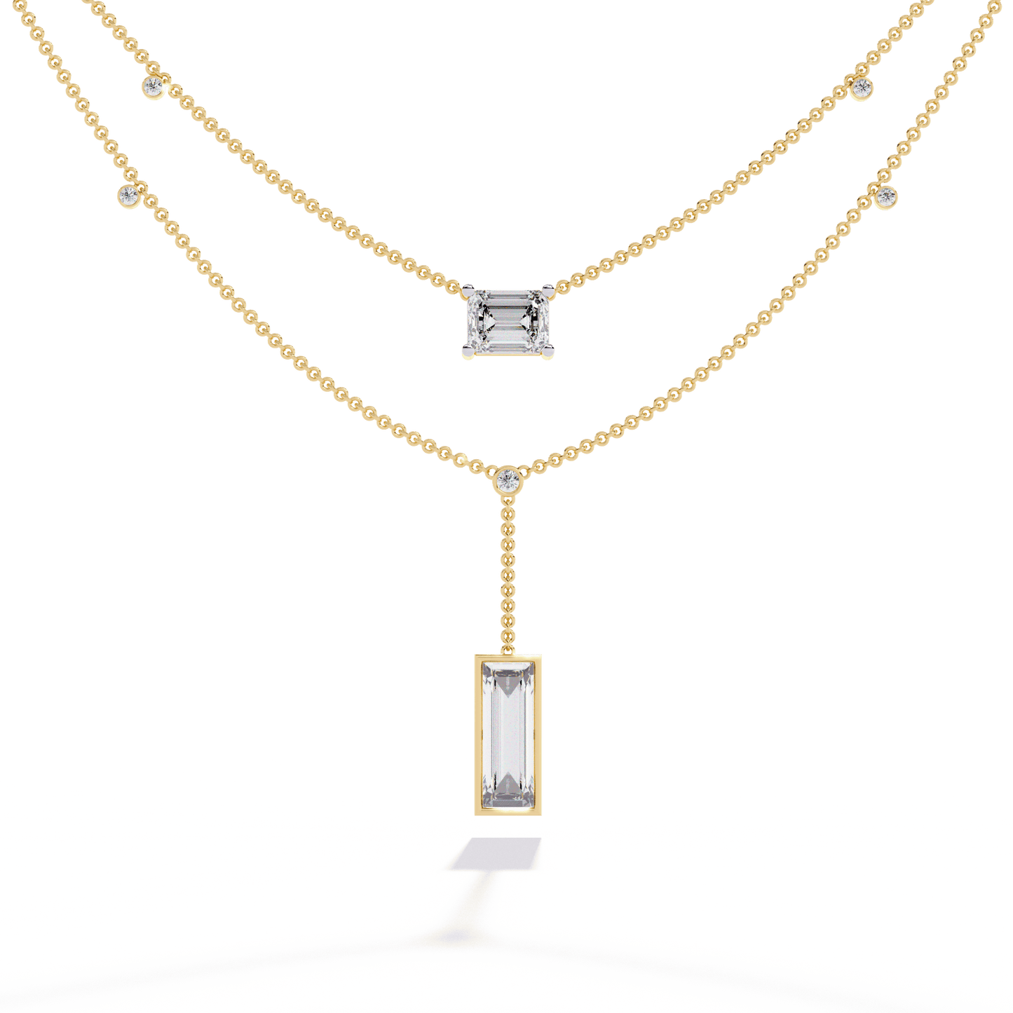 Baguette Emerald Solitaire Necklace