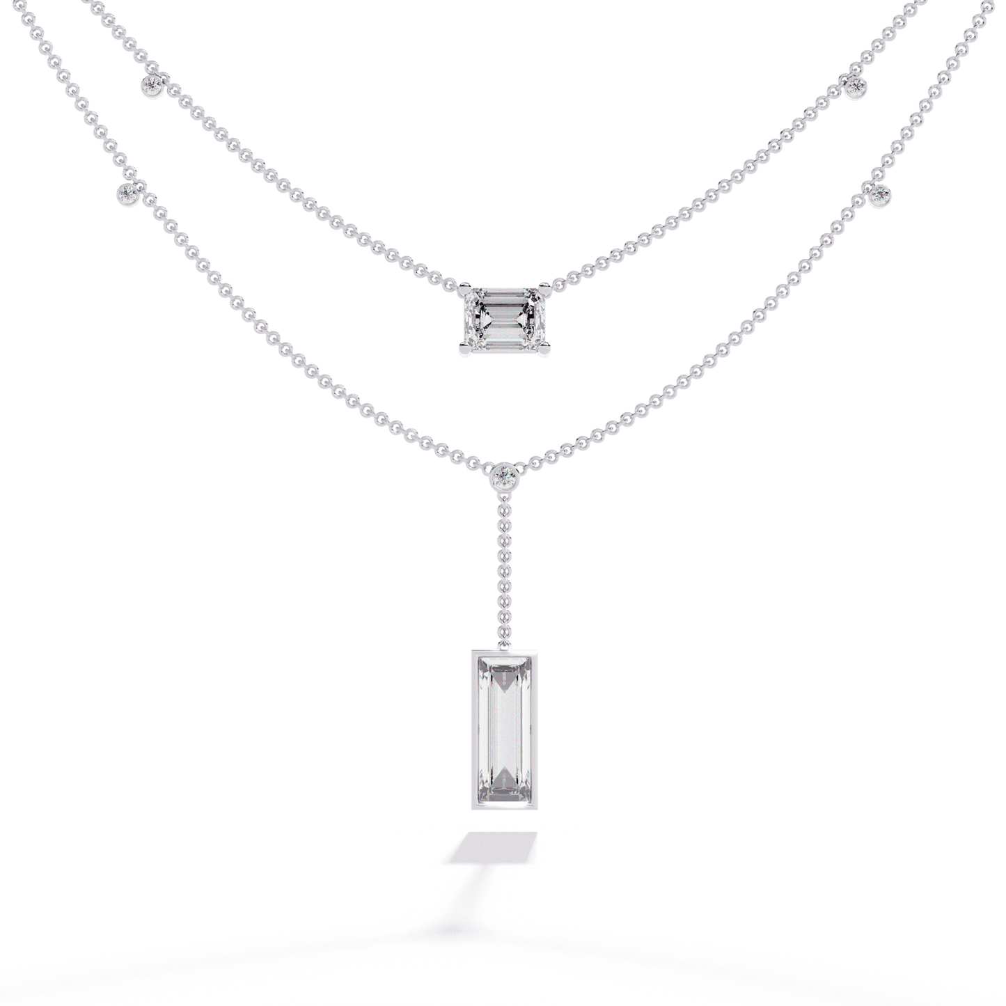 Baguette Emerald Solitaire Necklace