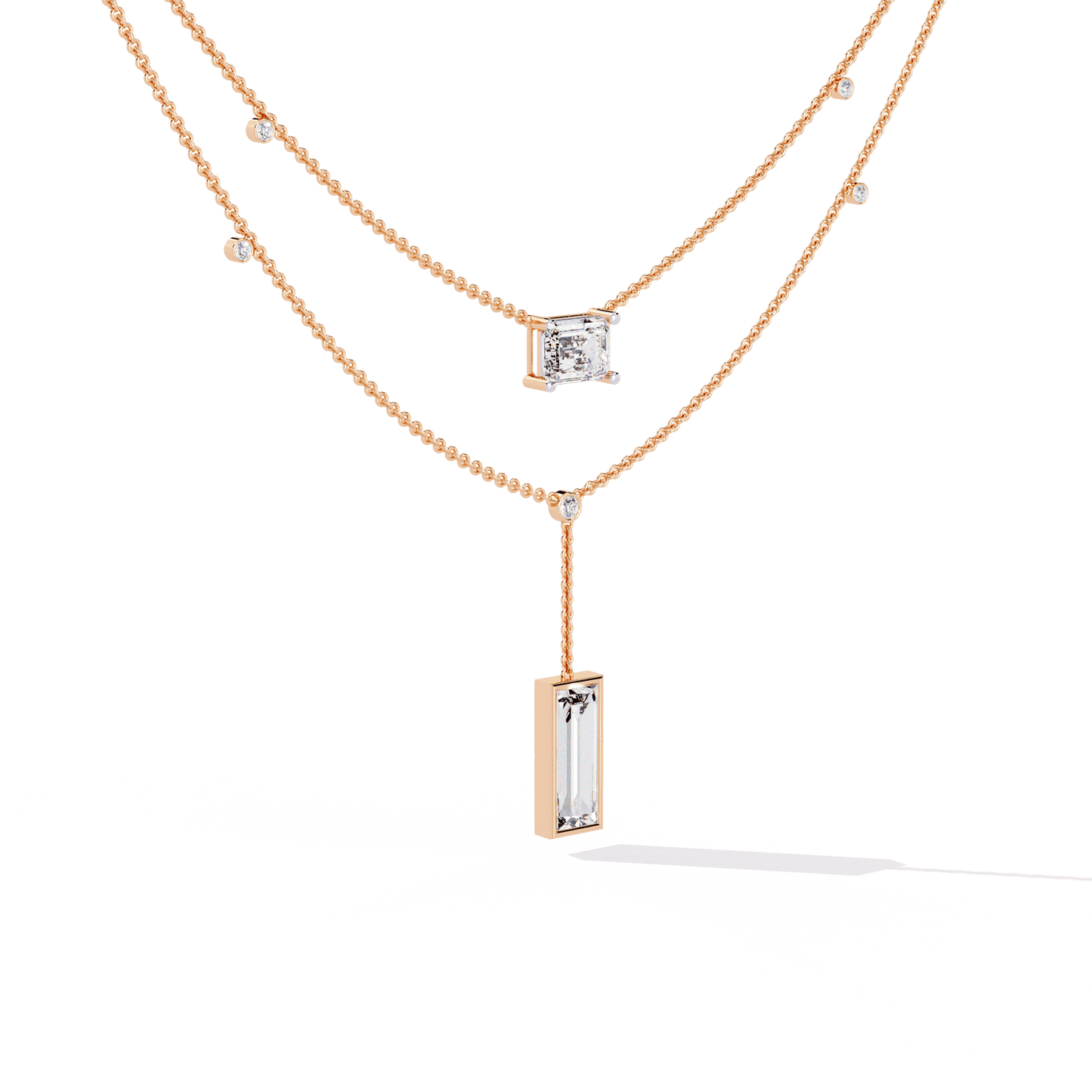Baguette Emerald Solitaire Necklace