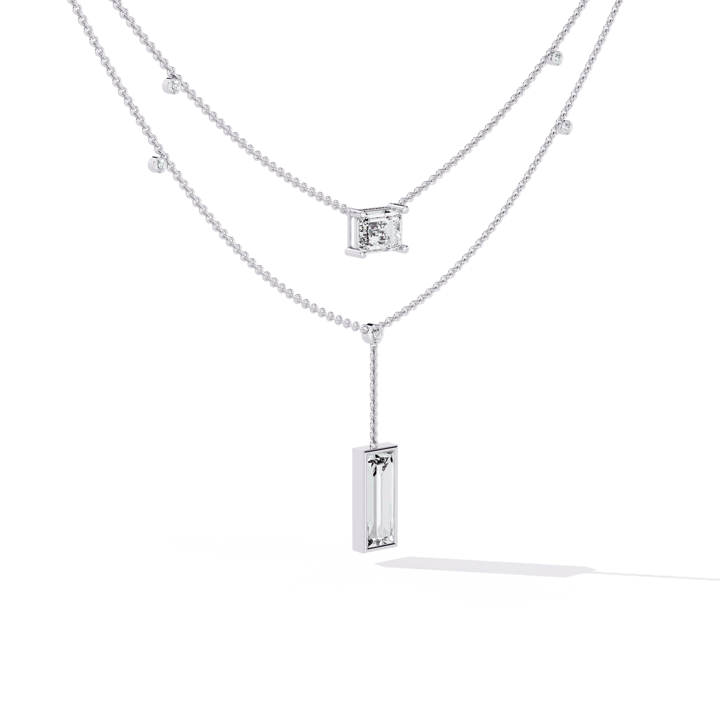Baguette Emerald Solitaire Necklace