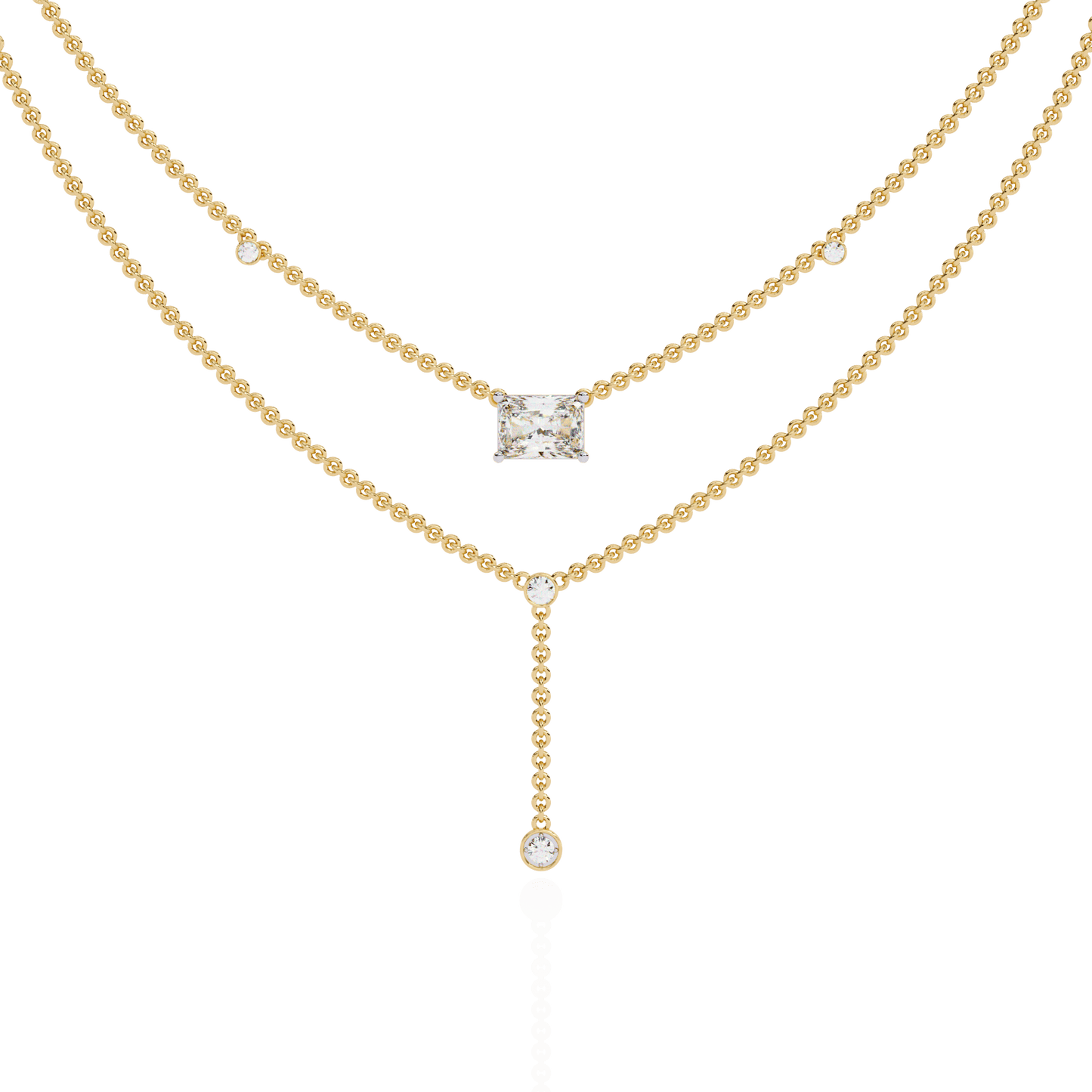 Trendsetter Radiant and Round Diamond Necklace
