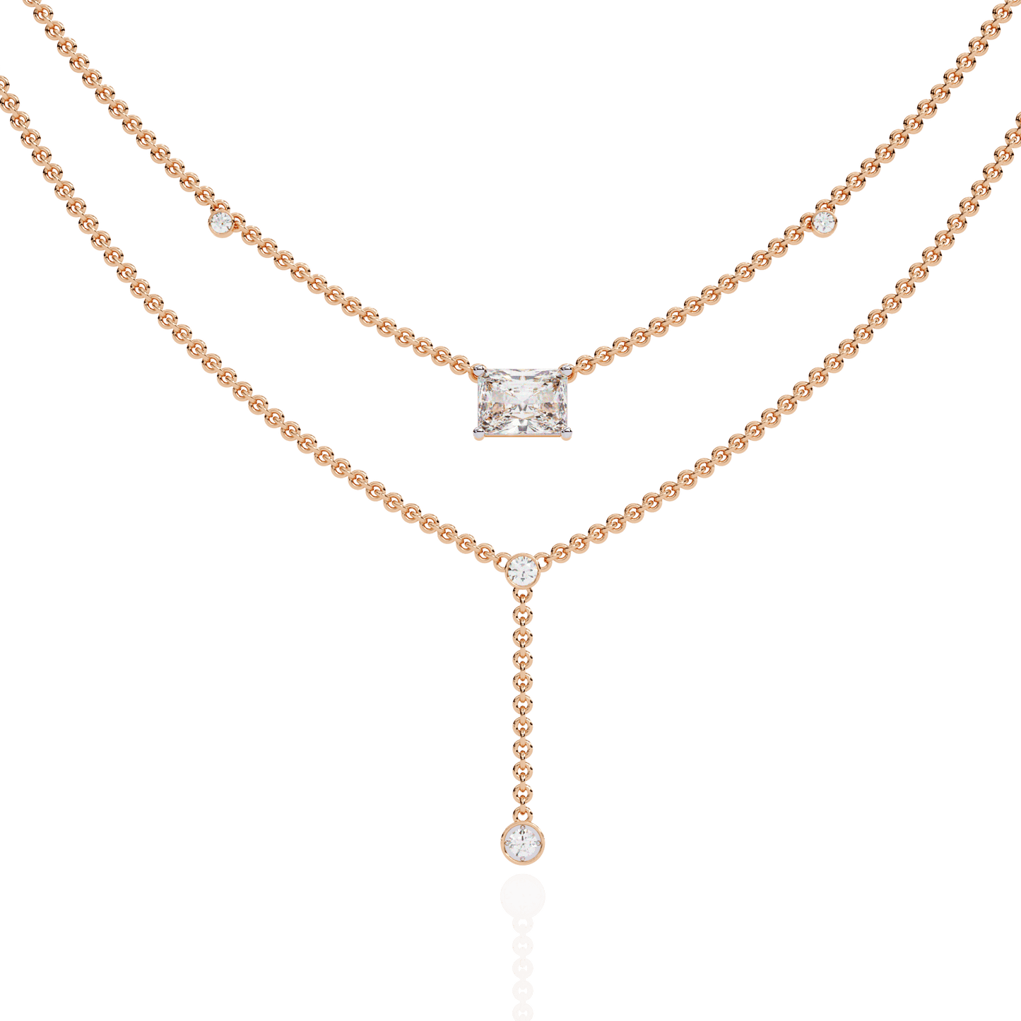 Trendsetter Radiant and Round Diamond Necklace